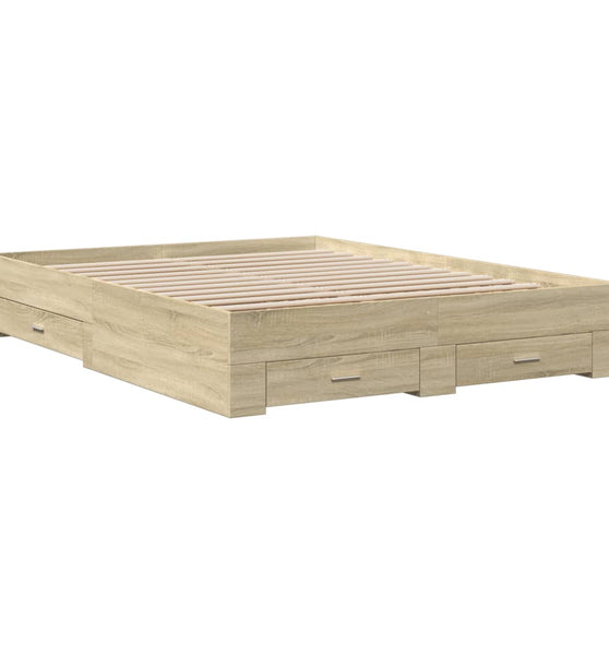 Bettgestell mit Schubladen Sonoma-Eiche 150x200cm Holzwerkstoff