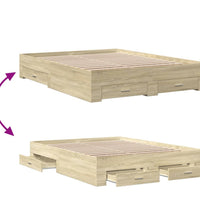 Bettgestell mit Schubladen Sonoma-Eiche 150x200cm Holzwerkstoff