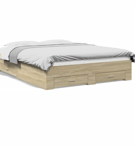 Bettgestell mit Schubladen Sonoma-Eiche 150x200cm Holzwerkstoff