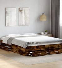Bettgestell mit Schubladen Räuchereiche 150x200cm Holzwerkstoff