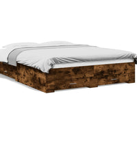 Bettgestell mit Schubladen Räuchereiche 150x200cm Holzwerkstoff