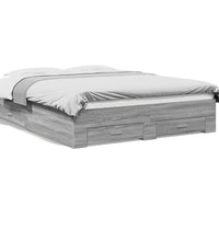 Bettgestell mit Schubladen Grau Sonoma 150x200 cm Holzwerkstoff