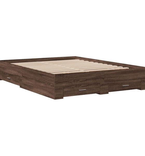 Bettgestell mit Schubladen Braun Eichen-Optik 150x200 cm