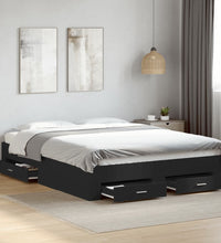 Bettgestell mit Schubladen Schwarz 140x200 cm Holzwerkstoff