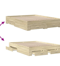 Bettgestell mit Schubladen Sonoma-Eiche 140x200cm Holzwerkstoff