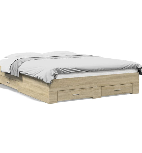 Bettgestell mit Schubladen Sonoma-Eiche 140x200cm Holzwerkstoff