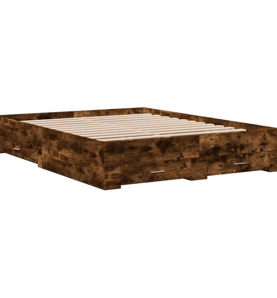 Bettgestell mit Schubladen Räuchereiche 140x200cm Holzwerkstoff