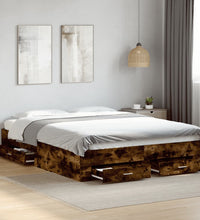 Bettgestell mit Schubladen Räuchereiche 140x200cm Holzwerkstoff