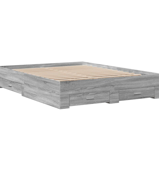 Bettgestell mit Schubladen Grau Sonoma 140x200 cm Holzwerkstoff