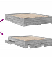 Bettgestell mit Schubladen Grau Sonoma 140x200 cm Holzwerkstoff