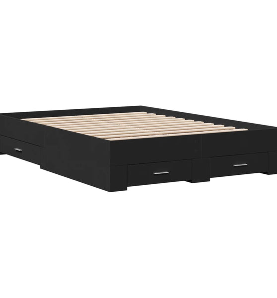 Bettgestell mit Schubladen Schwarz 120x200 cm Holzwerkstoff