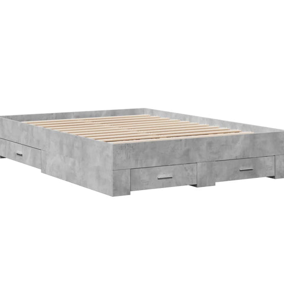 Bettgestell mit Schubladen Betongrau 120x200 cm Holzwerkstoff