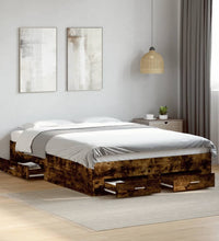 Bettgestell mit Schubladen Räuchereiche 120x200cm Holzwerkstoff