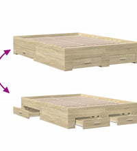 Bettgestell mit Schubladen Sonoma-Eiche 140x190cm Holzwerkstoff