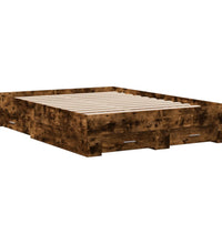 Bettgestell mit Schubladen Räuchereiche 140x190cm Holzwerkstoff