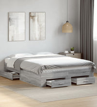 Bettgestell mit Schubladen Grau Sonoma 140x190 cm Holzwerkstoff