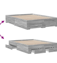 Bettgestell mit Schubladen Grau Sonoma 140x190 cm Holzwerkstoff
