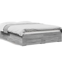 Bettgestell mit Schubladen Grau Sonoma 140x190 cm Holzwerkstoff