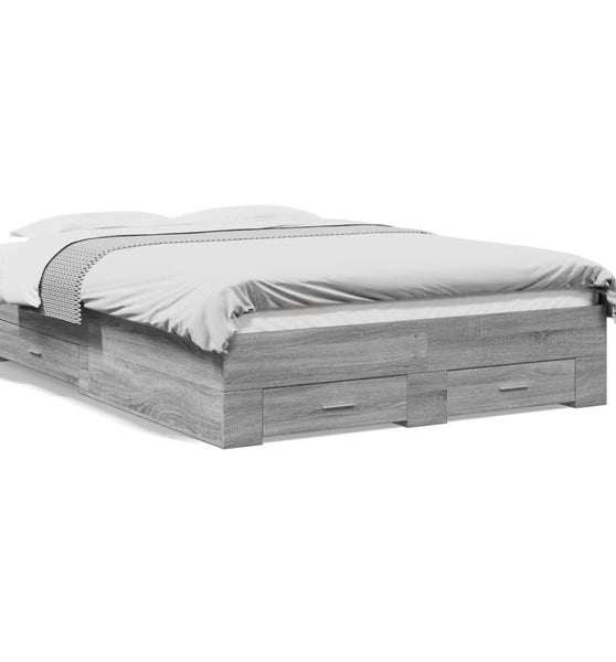 Bettgestell mit Schubladen Grau Sonoma 140x190 cm Holzwerkstoff