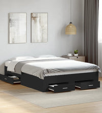 Bettgestell mit Schubladen Schwarz 135x190 cm Holzwerkstoff