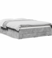 Bettgestell mit Schubladen Betongrau 135x190 cm Holzwerkstoff