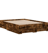 Bettgestell mit Schubladen Räuchereiche 135x190cm Holzwerkstoff