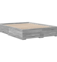 Bettgestell mit Schubladen Grau Sonoma 135x190 cm Holzwerkstoff