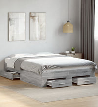 Bettgestell mit Schubladen Grau Sonoma 135x190 cm Holzwerkstoff