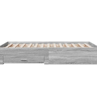 Bettgestell mit Schubladen Grau Sonoma 135x190 cm Holzwerkstoff