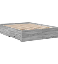 Bettgestell mit Schubladen Grau Sonoma 135x190 cm Holzwerkstoff