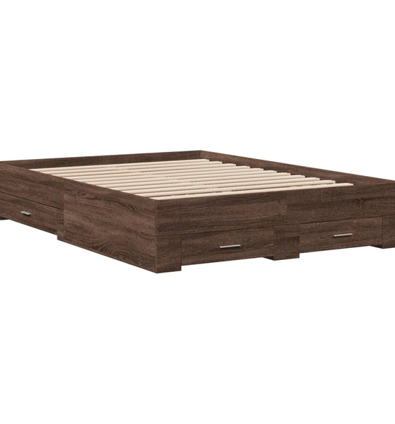 Bettgestell mit Schubladen Braun Eichen-Optik 135x190 cm