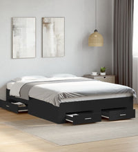 Bettgestell mit Schubladen Schwarz 120x190 cm Holzwerkstoff