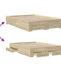 Bettgestell mit Schubladen Sonoma-Eiche 120x190cm Holzwerkstoff