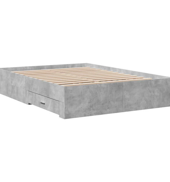 Bettgestell mit Schubladen Betongrau 120x190 cm Holzwerkstoff