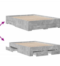 Bettgestell mit Schubladen Betongrau 120x190 cm Holzwerkstoff