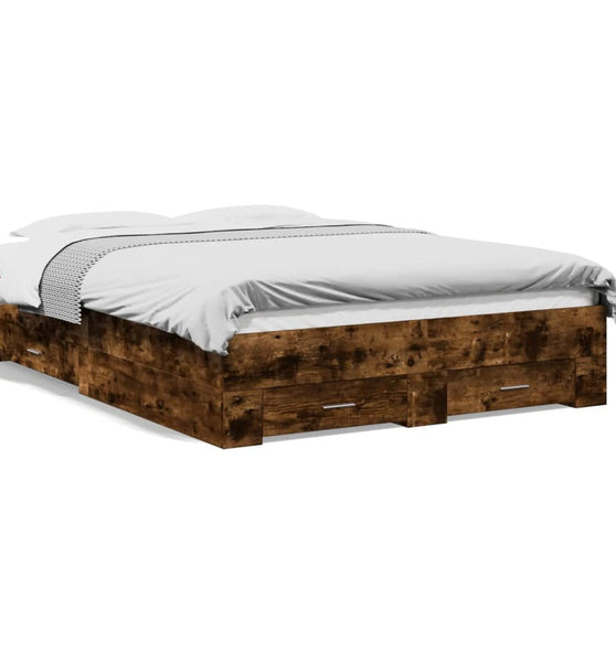 Bettgestell mit Schubladen Räuchereiche 120x190cm Holzwerkstoff