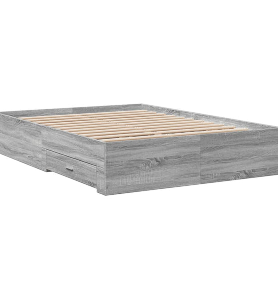 Bettgestell mit Schubladen Grau Sonoma 120x190 cm Holzwerkstoff