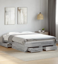 Bettgestell mit Schubladen Grau Sonoma 120x190 cm Holzwerkstoff