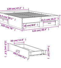 Bettgestell mit Schubladen Braun Eichen-Optik 120x190 cm