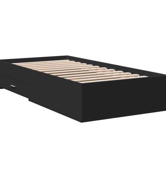 Bettgestell mit Schubladen Schwarz 100x200 cm Holzwerkstoff
