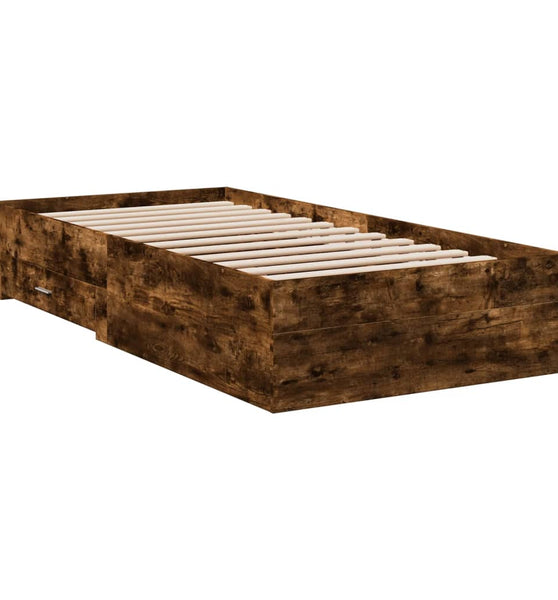 Bettgestell mit Schubladen Räuchereiche 100x200cm Holzwerkstoff