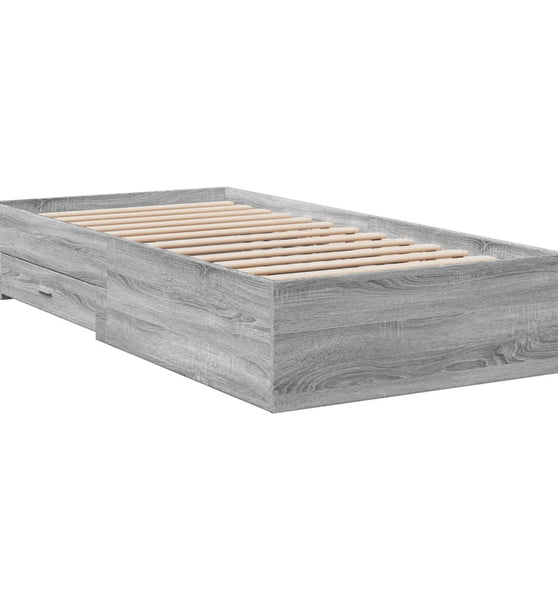 Bettgestell mit Schubladen Grau Sonoma 100x200 cm Holzwerkstoff