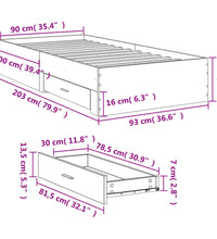 Bettgestell mit Schubladen Sonoma-Eiche 90x200cm Holzwerkstoff