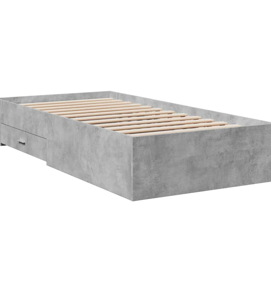Bettgestell mit Schubladen Betongrau 90x200 cm Holzwerkstoff