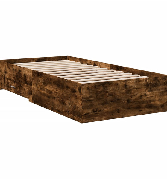 Bettgestell mit Schubladen Räuchereiche 90x200cm Holzwerkstoff