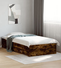 Bettgestell mit Schubladen Räuchereiche 90x200cm Holzwerkstoff