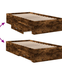 Bettgestell mit Schubladen Räuchereiche 90x200cm Holzwerkstoff