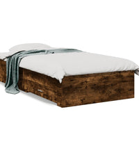 Bettgestell mit Schubladen Räuchereiche 90x200cm Holzwerkstoff