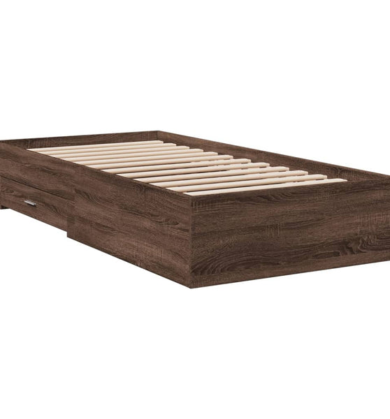 Bettgestell mit Schubladen Braun Eichen-Optik 90x200 cm