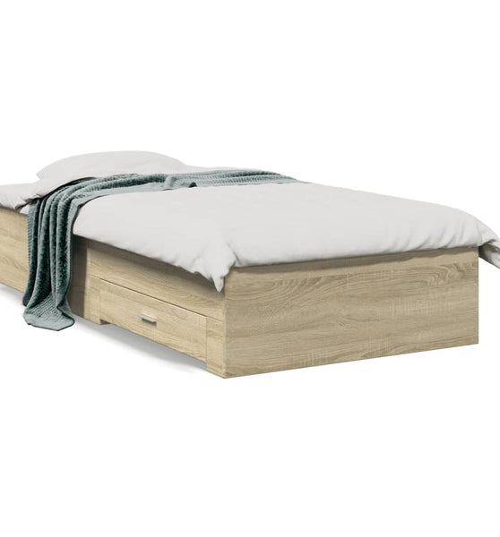 Bettgestell mit Schubladen Sonoma-Eiche 90x190 cm Holzwerkstoff